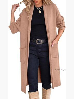 Oversized Open Front Cardigan Duster Coat, Long Knit Sweater, 2025 Trendy